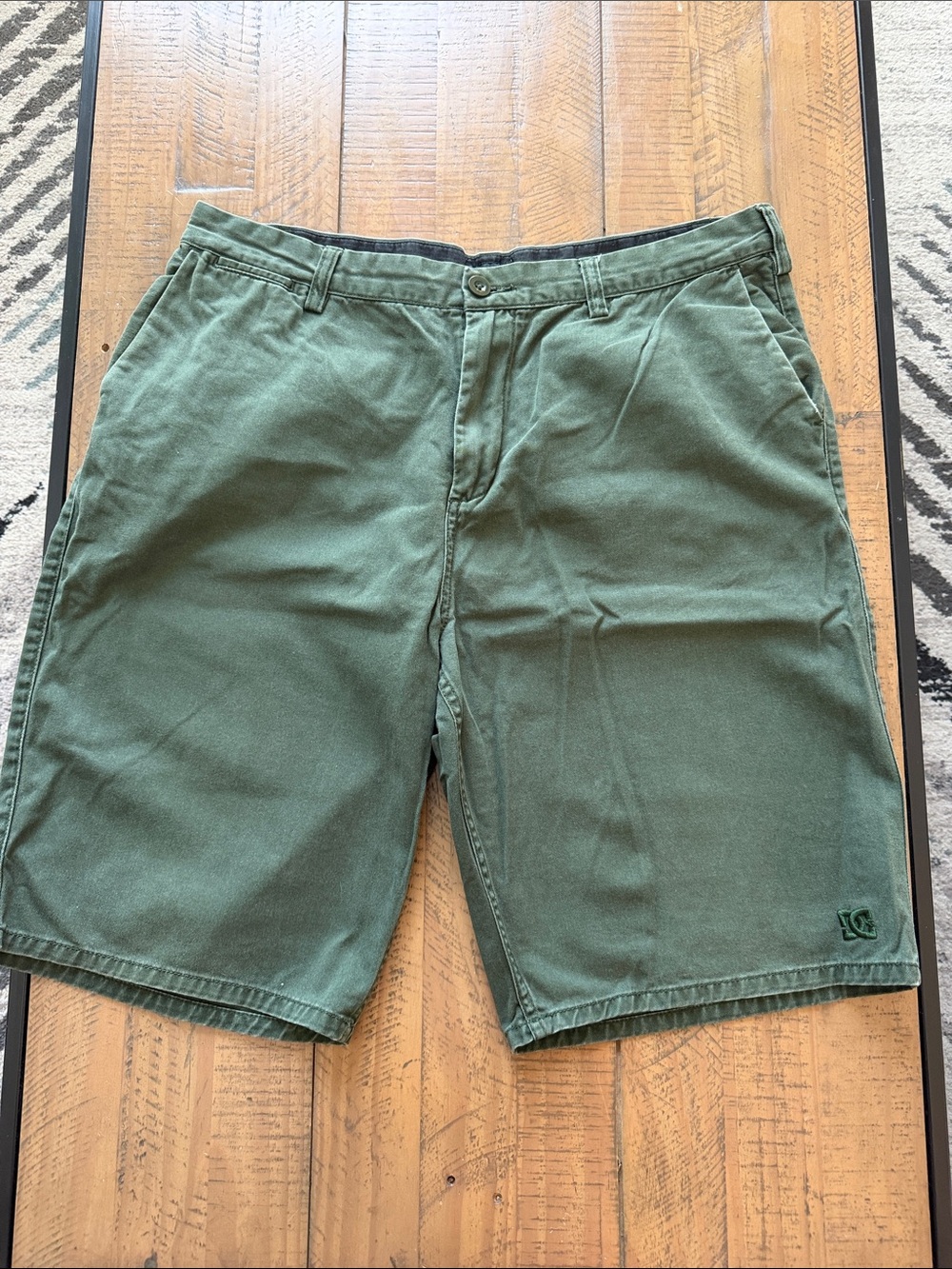 DC Men's Olive Green Flat Front Shorts